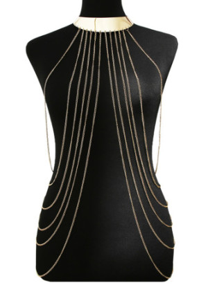 Bijou Tour de cou avec chaines de corps doré - BCHA001GLD